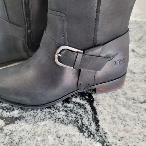 UGG® Katelyn Leather Tall Block Heel Riding Boots - Picture 6 of 9